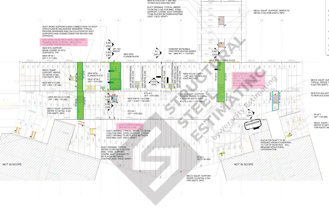 STRUCTURAL STEEL TAKEOFF_COMMERCIAL PROJECT MARKUEDUP PLAN